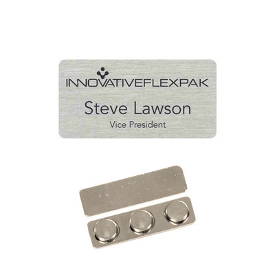 Name Badge -Brushed Silver Plastic - 1.5X3 Laser Engrave To Black
