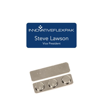 Name Badge -Navy Blue Plastic- 1.5X3 Laser Engrave To White