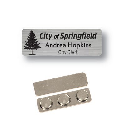 Name Badge - Brushed Silver Plastic - 1X3 Laser Engrave To Black