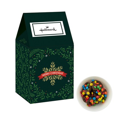 Milk Carton Inspired Box w/ Chocolate Pretzels - Milk Chocolate Pretzels with Mini M&M's®