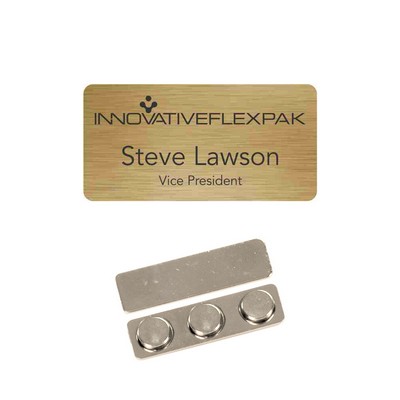 Name Badge - Brushed Gold Plastic - 1.5X3 Laser Engrave To Black